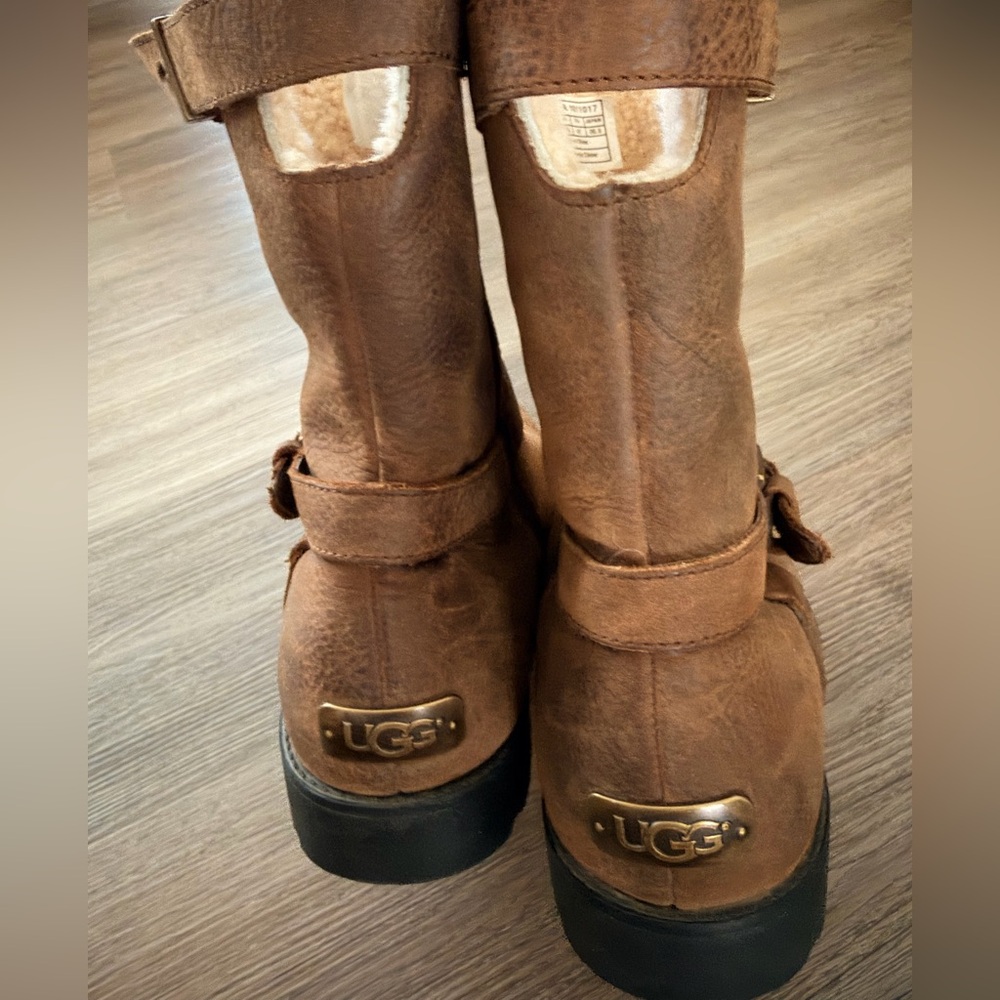 UGG Women's Tan Leather Combat Boots